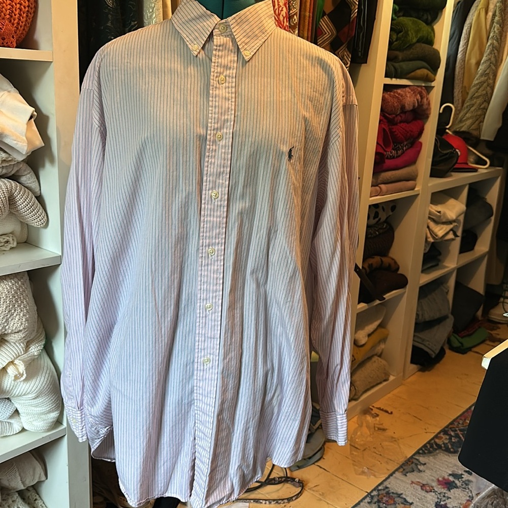 Ralph Lauren Beige and Blue Cotton Shirt